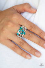 Load image into Gallery viewer, Blink Back TIERS - Blue Teardrop Gem and White Rhinestone Ring - Paparazzi Accessories - All That Sparkles XOXO