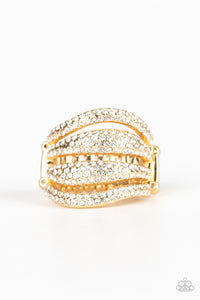 Roll Out The Diamonds - Gold Ring - Paparazzi Accessories - All That Sparkles XOXO