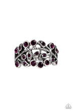 Load image into Gallery viewer, Bling Swing - Purple Rhinestone Filigree Floral Ring - Paparazzi Accessories