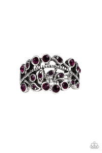Bling Swing - Purple Rhinestone Filigree Floral Ring - Paparazzi Accessories