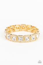 Load image into Gallery viewer, Blinged Out - Gold Bracelet - Paparazzi Accessories - All That Sparkles XOXO