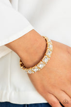 Load image into Gallery viewer, Blinged Out - Gold Bracelet - Paparazzi Accessories - All That Sparkles XOXO
