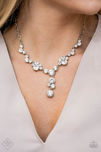 Inner Light - White Rhinestone Necklace - Fashion Fix Exclusive 2/20 - Paparazzi Accessories - All That Sparkles XOXO