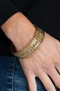 Glitzy Grunge - Gold Bangles, Hematite Stones - Paparazzi Accessories - All That Sparkles XOXO