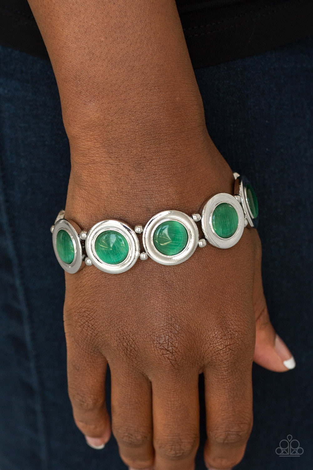 Muster Up The Luster - Green Stretchy Bracelet - Paparazzi Accessories
