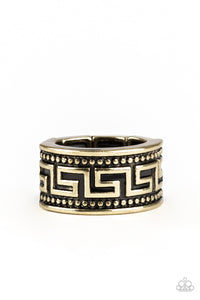 Tycoon Tribe - Brass Tribal Inspired Men's Ring - Paparazzi Accessories