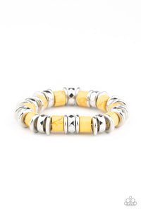 Sonoran Stonehenge - Yellow Stone Bead Stretchy Bracelet - Paparazzi Accessories - All That Sparkles XOXO