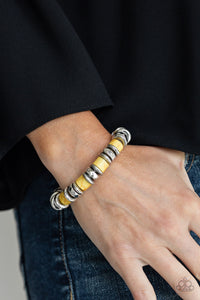 Sonoran Stonehenge - Yellow Stone Bead Stretchy Bracelet - Paparazzi Accessories - All That Sparkles XOXO