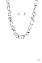 Load image into Gallery viewer, Urban District - Black, Gunmetal Necklace with White Rhinestones - Paparazzi Accessories - All That Sparkles Xoxo 