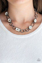 Load image into Gallery viewer, Urban District - Black, Gunmetal Necklace with White Rhinestones - Paparazzi Accessories - All That Sparkles Xoxo 