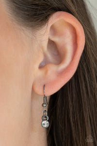 Urban District - Black, Gunmetal Necklace with White Rhinestones - Paparazzi Accessories - All That Sparkles Xoxo 