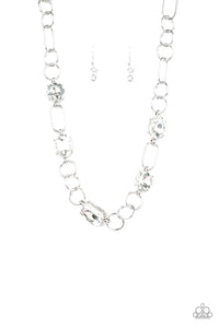 Urban District - White Rhinestone Necklace - Paparazzi Accessories