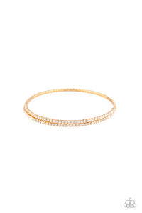 Sleek Sparkle - Gold, White Rhinestone Coil Bracelet - Paparazzi Accessories