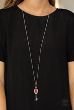 Load image into Gallery viewer, Unlock Every Door - Red Cat&#39;s Eye Key Necklace - Paparazzi Accessories
