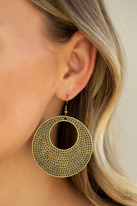 Dotted Delicacy - Brass Hammered Circle Earrings - Paparazzi Accessories - All That Sparkles XOXO