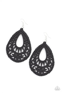 Zesty Zen - Black, Wood, Teardrop Earrings - Paparazzi Accessories - All That Sparkles XOXO