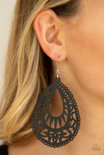 Load image into Gallery viewer, Zesty Zen - Black, Wood, Teardrop Earrings - Paparazzi Accessories - All That Sparkles XOXO