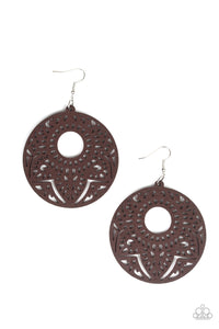 Mandala Mambo - Brown Mandala Wood Earrings - Paparazzi Accessories