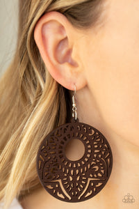 Mandala Mambo - Brown Mandala Wood Earrings - Paparazzi Accessories