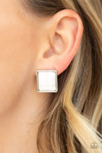 Load image into Gallery viewer, Eco Elegance - White Crackle Stone Stud Earrings - Paparazzi Accessories - All That Sparkles XOXO