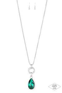Lookin Like A Million - Green Teardrop Gem Necklace - Paparazzi Accessories
