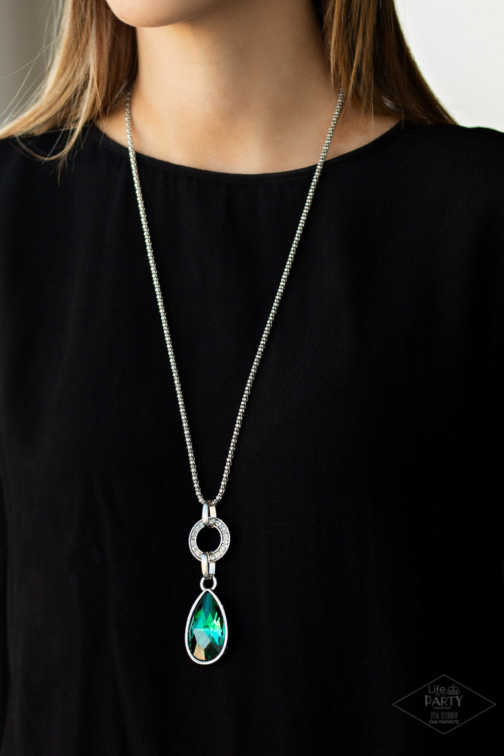 Lookin Like A Million - Green Teardrop Gem Necklace - Paparazzi Accessories