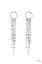 Load image into Gallery viewer, Endless Sheen - White Rhinestone Cascading Earrings - Paparazzi Accessories - All That Sparkles XOXO