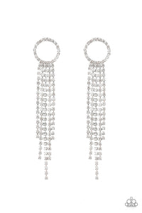 Endless Sheen - White Rhinestone Cascading Earrings - Paparazzi Accessories - All That Sparkles XOXO