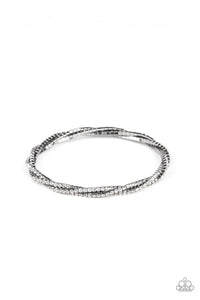 Glitzy Gleam - Black Twisted Bracelet with White Rhinestones - Paparazzi Accessories - All That Sparkles XOXO