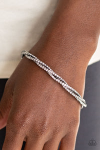 Glitzy Gleam - Black Twisted Bracelet with White Rhinestones - Paparazzi Accessories - All That Sparkles XOXO