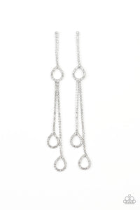 Chance of REIGN - White Rhinestone Earrings - Paparazzi Accessories - All That Sparkles XOXO