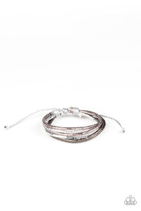 Glitter-tastic! - Multi Color Leather Cord Pull Tie Bracelet - Paparazzi Accessories - All That Sparkles Xoxo 