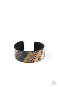 Come Uncorked - White, Tan, Brow, and Black Cork Cuff - Paparazzi Accessories