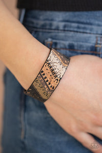 Come Uncorked - White, Tan, Brow, and Black Cork Cuff - Paparazzi Accessories