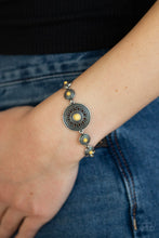 Load image into Gallery viewer, Rustic Renegade - Yellow and Floral Filigree Clasp Bracelet - Paparazzi Accessories