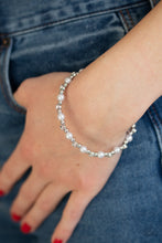 Load image into Gallery viewer, Decadently Dainty - White Pearl, Silver Bead, and Rhinestone Coil Bracelet - Paparazzi Accessories