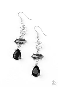 Starlet Twinkle - Black, Smoky, and White Rhinestone Drop Earrings - Paparazzi Accessories - All That Sparkles Xoxo 