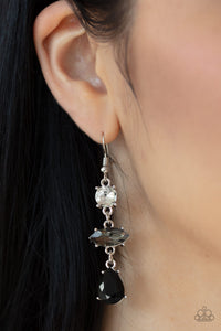 Starlet Twinkle - Black, Smoky, and White Rhinestone Drop Earrings - Paparazzi Accessories - All That Sparkles Xoxo 
