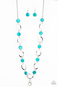 SHELL Your Soul - Blue Shell-Like Bead and Silver Lanyard Necklace - Paparazzi Accessories