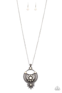 Solar Energy - White Stone and Filigree Necklace - Paparazzi Accessories