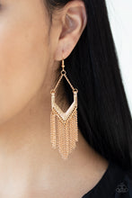 Load image into Gallery viewer, Unchained Fashion - Gold Chevron, Chain Earrings - Paparazzi Accessories - All That Sparkles Xoxo 