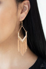 Load image into Gallery viewer, Unchained Fashion - Gold Chevron, Chain Earrings - Paparazzi Accessories - All That Sparkles Xoxo 