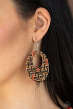 Load image into Gallery viewer, Put A Cork In It - Black and Red Basket Weave Cork Earrings - Paparazzi Accessories
