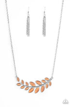 Load image into Gallery viewer, Frosted Foliage - Orange Cats Eye Leaf Necklace - Paparazzi Accessories