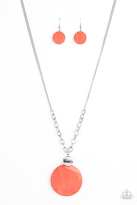 A Top-SHELLer - Orange / Coral Shell-Like Pendant Necklace - Paparazzi Accessories