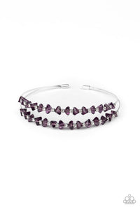 Prismatic Posh - Purple Crystal-Like Beaded Cuff Bracelet - Paparazzi Accessories