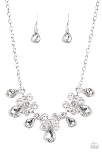 Debutante Drama - White Rhinestone Necklace - Paparazzi Accessories