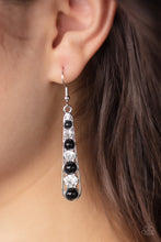 Load image into Gallery viewer, Drawn Out Drama - Black and White Rhinestone Earrings - Paparazzi Accessories