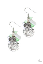 Load image into Gallery viewer, Ocean Oracle - Green Bead and Silver Sea Shell Earrings - Paparazzi Accessories - All That Sparkles Xoxo 
