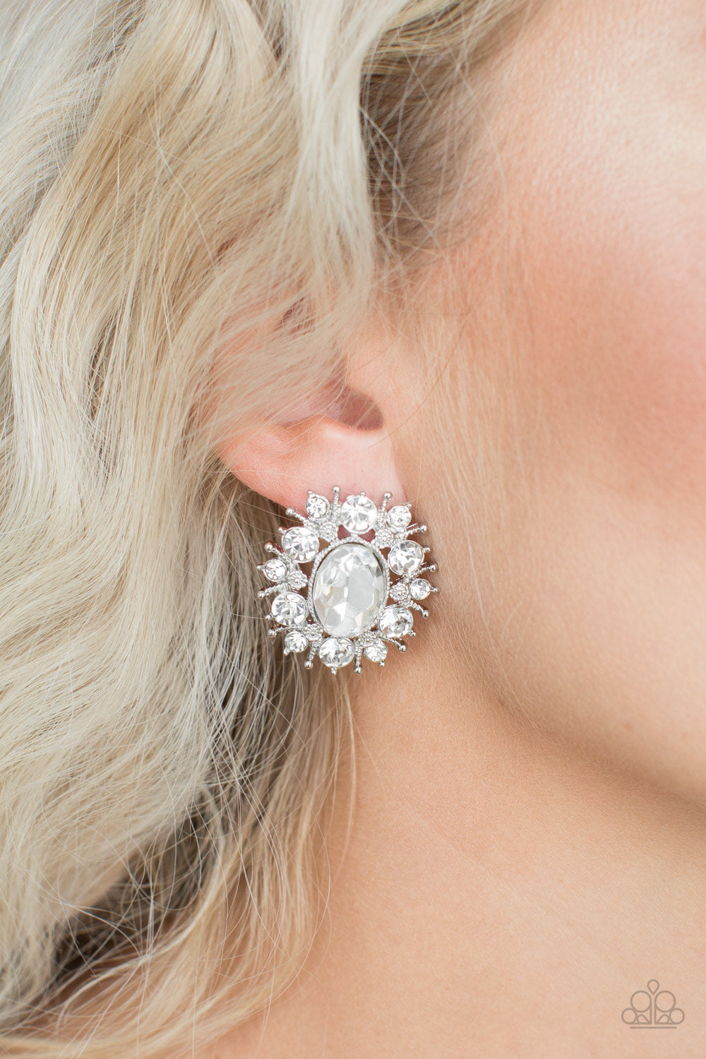 Serious Star Power - White Earrings - Paparazzi Accessories - All That Sparkles XOXO